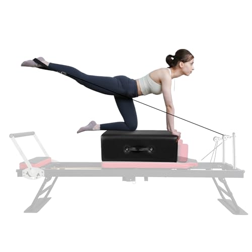 Pilates Box,Portable Pilates Sitting Box, Suitable for Home Pilates Reformer,Pilates Bed Accessories,with Use Pilates Equipment to Help You Exercise,24.8×15.75×8.66 inch,Black