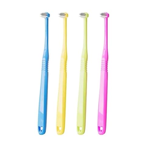 Cepillo de dientes de un solo haz con filamentos cónicos para limpieza interdental pack de 4