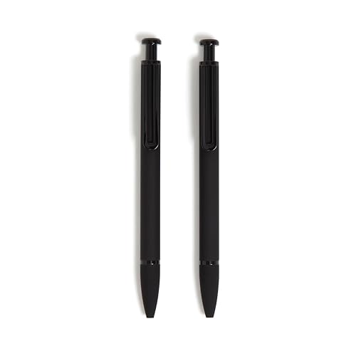 U Brands Midnight Monterey Ballpoint Pens, Set of 2, Soft Touch, Painted Black Details, Bold (1.0 mm) Point, Black Ink