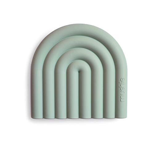 Image of mushie Silicone Baby Teether Toy | Rainbow (Cambridge Blue)