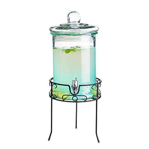 Round Drink Dispenser with Stand 168oz / 4.8ltr - Beverage Dispenser, Vintage Beverage Dispensers