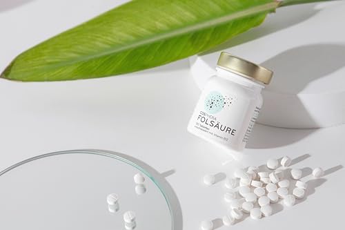 Folsäure Tabletten - Hochdosiert mit 800 μg Folat und 25 μg Vitamin B12 pro Tablette - 180 vegane Tabletten im 6-Monatsvorrat - Mit 5-MTHF, dem best verwertbaren Vitamin B9