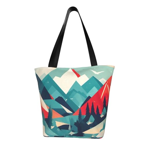 Travel Mountain Scenery Print Comfortable Shoulder Bag Summer HandbagTravel Beach Work Daily Use Versatile Carry