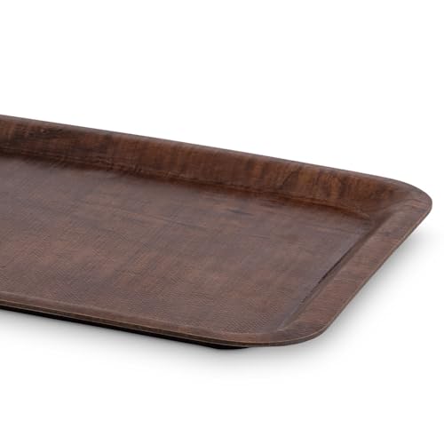 Image of Freelance Nature Kraft Serving Tray Chestnut, 24.5x14 cm, Rectangle, Non-Slip Surface, Decorative Anti-Skid Kitchen & Dining /Coffee Table Trays for Breakfast /Food /Tea - Brown, Made in Europe