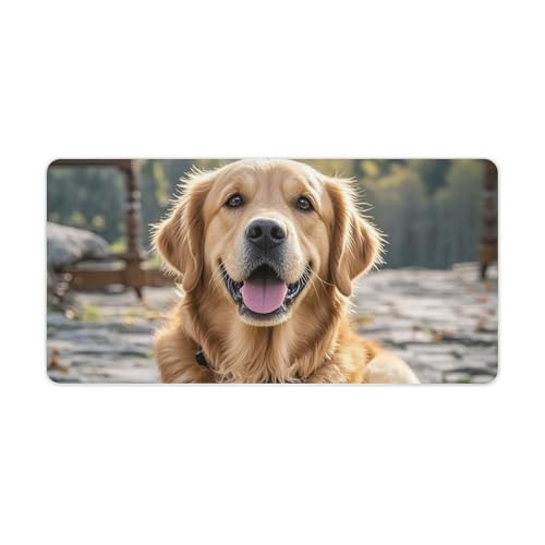 Tapis de souris de jeu Golden Retriever 30x61 cm avec base antidérapante