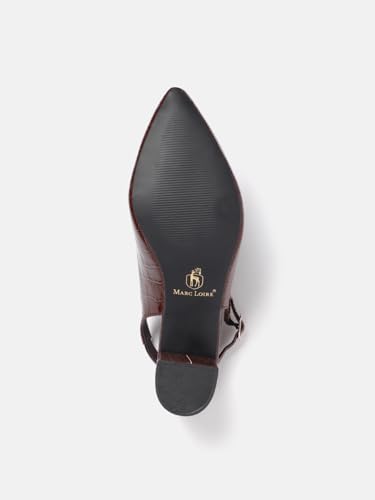 Image of Marc Loire Women's Pointed Toe Block Heel Pumps with Adjustable Slingback for Office, Party and Formal Occasions