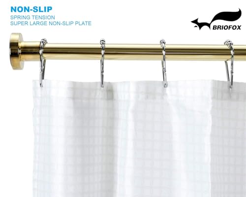 Image of BRIOFOX Spring Tension Curtain Rod 43-73 Inches, Rust-Resistance and Non-Slip Shower Curtain Rod for Window or Bathroom, Gold