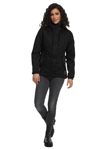 MARIKOO warme Damen Winter Jacke Teddyfell gefütterte Winterjacke B802...