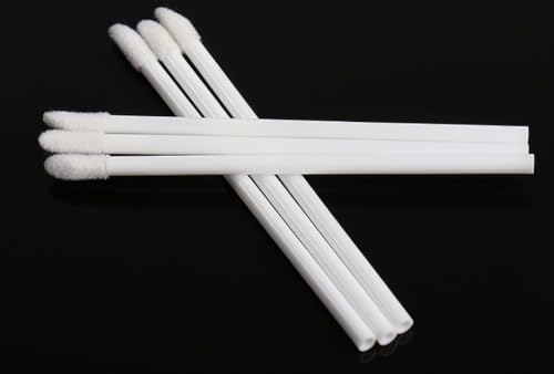 DecLacum 100本入 メイクアップブラシ り 中空棒 携帯用 使い捨て リップブラシ リップぶらしメイク リップ 口紅 筆 スパチュラ リップ 使い捨て 化粧ブラシ アプリケーターツール (ホワイト)