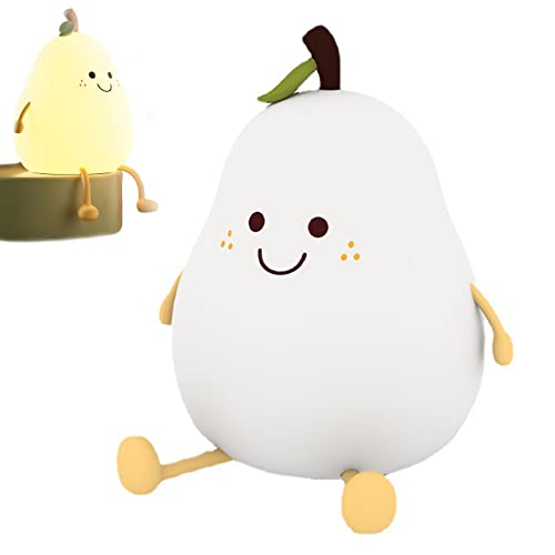 Akayoo Smile Pear-Shape Silicone Night Light, Veilleuse en Silicone en Forme De Poire Smile, Cute Night Light, USB Rechargeable Mini Table Lamp for Bedroom Decoration Gift Cover