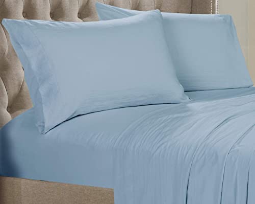 Posh Home Solid Sheet Set - Double Brushed 4 Piece Ultra Soft Sheet Set Wrinkle & Fade Resistant (Full, Steel Blue - Solid)