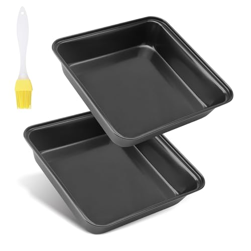 APOMOONS 2 Stück Auflaufform Backblech Edelstahl Brownie Backform mit Antihaftbeschichtung,Quadratische Kuchenform Eckig für Kuchen Lasagne, mit Gelber ölpinsel, Leicht zu Reinige 22*22*5.5cm Schwarz APOMOONS 2 Stück Auflaufform Backblech Edelstahl Brownie Backform mit Antihaftbeschichtung,Quadratische Kuchenform Eckig für Kuchen Lasagne, mit Gelber ölpinsel, Leicht zu Reinige 22*22*5.5cm Schwarz