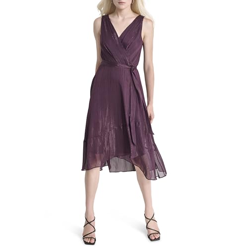 Image of DKNY Women's Sleeveless Tie Fit & Flare Midi Dress