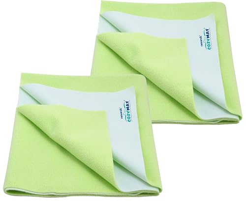 Image of Cozymat Reusable Underpad Washable Incontinence Bed Pad Overnight Sheet, Underpad Mattress Protection for Baby, Elderly & Patient Care (Size: 70cm X 50cm) Lemon Green, Small (Pack of 2)