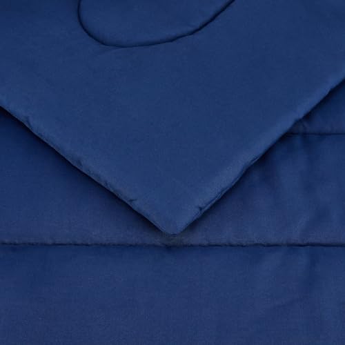 Image of Amazon Basics 2-Piece Soft Microfiber Kid's Comforter and Pillow Sham Set, Twin, Navy, Solid