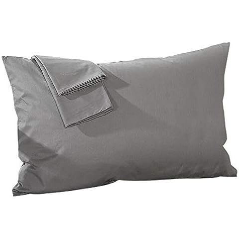 YiiMO 2pcs Cotton Pillow Cover Queen King, Skin-Friendly and Breathable Grey Pillowcases Cover