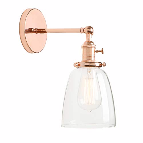 Permo Industrial Vintage Single Sconce with Oval Cone Clear Glass Shade 1-Light Wall Sconce Wall Lamp (Copper)