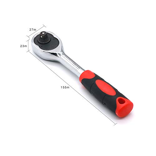 53pcs CRT001 1/4-Inch Car Auto Automobile Motorcycle Repair Tool Ratchet Wrench Drive Socket Set with Plastic Toolbox Storage Case
