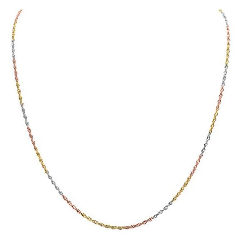 Jewelry by Debbie 925 Sterling Silver Tri-Color Singapore 030 Chain Necklace 1.8mm Made in Italy (18) Cover