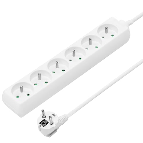 PremiumCord PP6-10 prolunghe e multiple 10 m 6 presa(e) AC Bianco