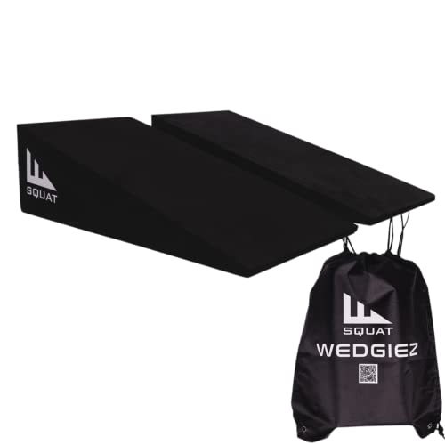 Squat Wedgiez Squat Wedge Pair- Foam Wedge for Stretching- Anti-Slip Squat Ramps for Lower Body Strength- Slant Board for Squats,Deadlifts,Calf Stretching- Squat Wedge Block with Free Video Tutorials