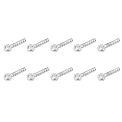 Image of METALLIXITY Shoulder Swing Lifting Bolt (M6x25mm) 10Pcs, 304 Stainless Steel Eye Bolts - for Home Renovation, Pipeline Gate Valves Fasteners, Silver