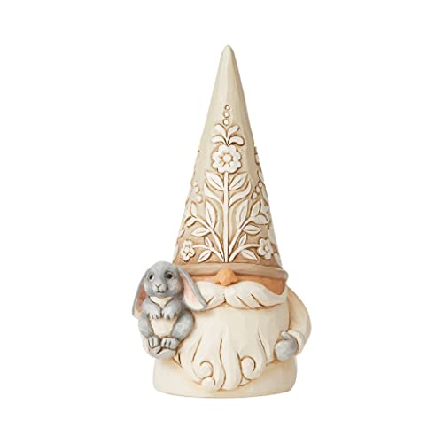Enesco Jim Shore Heartwood Creek White Woodland Gnome Holding Bunny Figurine, 5.7 Inch,...