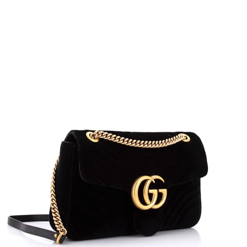 Pre-Loved GG Marmont Flap Bag Matelasse Velvet Medium, Black2