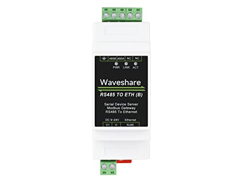 Waveshare Industrial Serial Server RS485 to RJ45 Ethernet TCP/IP to Serial Module Support Rail-Mount Modbus Gateway Cover