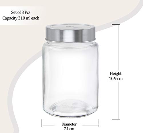 Image of Treo Glass By Milton Radius Storage Jar, Set Of 3, 310 Ml, Transparent