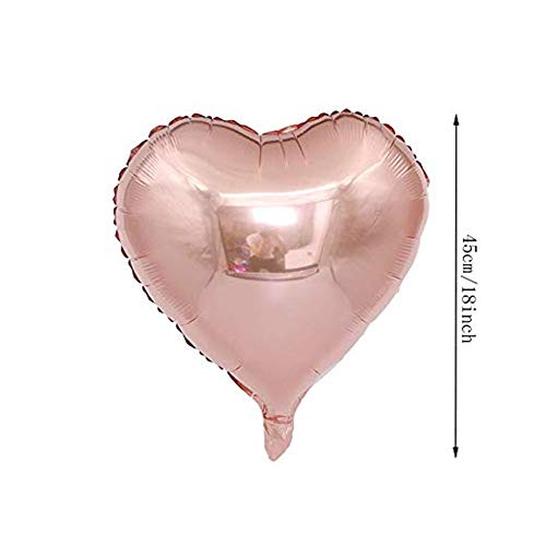[10 Pack] Adand Heart Shape Foil Balloons, 18" Mylar Balloons Rainbow Colorful Decoration For Birthday Party/Wedding/Engagement Party/Celebration/Holiday/Party Activities (Rose Gold) #TOP1
