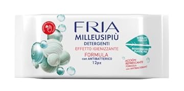 Fria MilleusiPiù Igienizzanti, Salviette Detergenti con Antibatterico, Tessuto Fibrasoft 3 Strati Biodegradabile, Confezione Tascabile da 12 Salviette