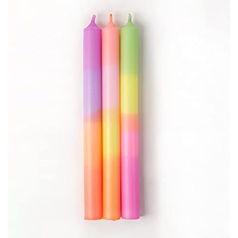 Madam ERLE - Set of 3 dip dye candles long | Malene | colourful mix of colours Cover