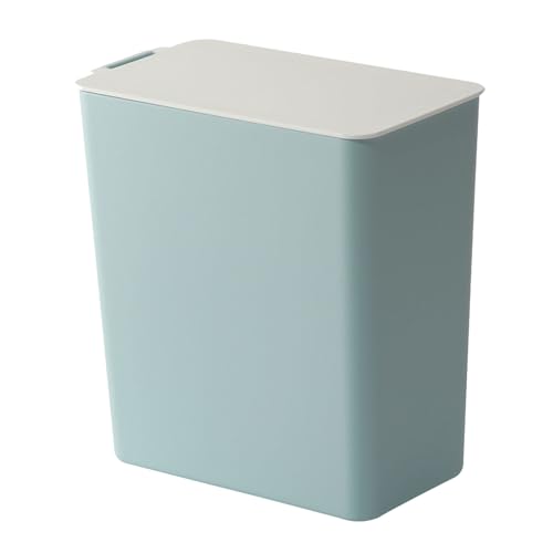 lvifloae Small Trash Can with Lid Mini Trash Can Desktop Countertop Garbage Bin Plastic for Home Office Kitchen Vanity Tabletop Bedroom Bathroom (Light Blue)