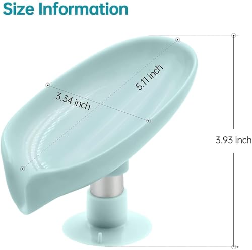 Image of Self-Draining Soap Dish (Set of 6) - Modern Leaf Design with Drainage Holes, Leak-Proof & Durable Plastic for Bathroom or Kitchen Sink, Easy to Clean (Blue)