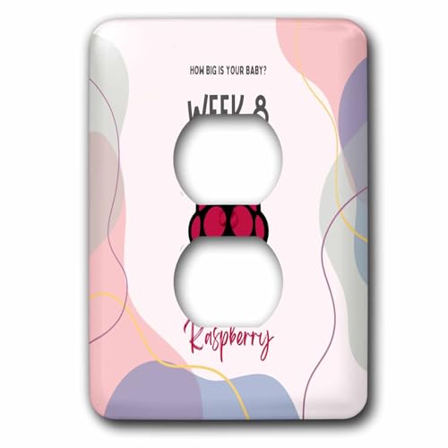 3dRose Image of Raspberry how big is your baby week 8 - Light Switch Covers (lsp-388460-6)