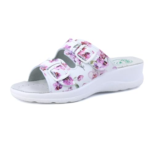 JOMIX Zapatillas de Estar por Casa para Mujer Chanclas Mujer Verano con Hebilla Ajustable Pantuflas Anatómicas Fabricadas en Italia ITD1474-18, Fucsia, 38 EU