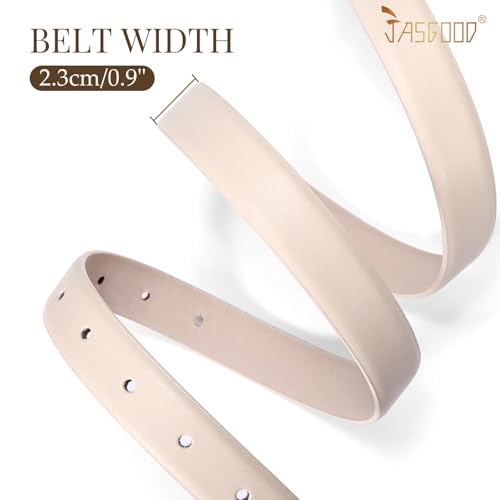 JASGOOD Women Leather Belt For Jeans Pants Skinny Ladies Thin Waist Leather Belt for Dress with Gold Prong Buckle,0.9" Width4