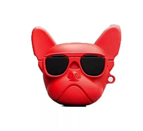 Image of for Airpods Pro 2019 Pouch Case Cover Headphones Soft Silicone Cartoon Character Cover with Keychain, 360-degree Protection (Red Bulldog)
