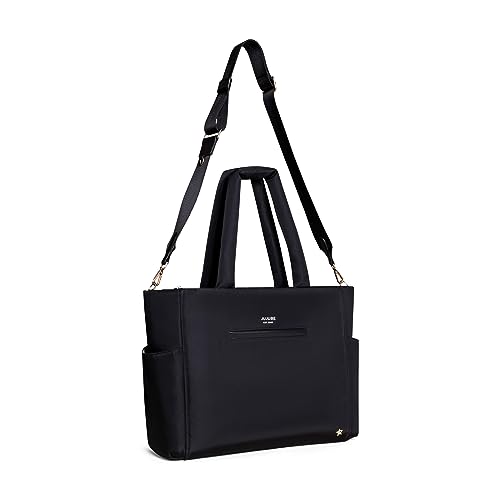 JuJuBe New Utility-Strap Tote Bag, Large Diaper Bag with Portable Changing Pad, Travel Bag for Boy or Girl, Carrying Baby Essentials, Bottles, Wipes, Diapers, Pacifiers, Black, Mother\'s Day Gift