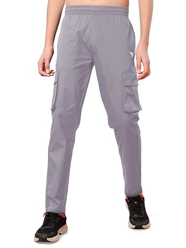 Image of TECHNOSPORT Boys' Solid Straight Fit TS Flexi Cargo Trackpants Drawstring 4-Pocket Polyester Joggers for Sports Play School UPF50+ Anti Odour