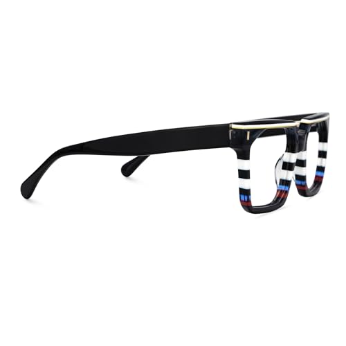 Image of Zeelool Stylish Rectangle Eyeglasses Thick Frame Glasses for women /Men with Non-prescription Clear Lens Laguer ZJGA872500-01 Black