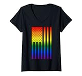Photo Gallery donna bandiera americana pride lgbtq rainbow usa flag maglietta con collo a v Photo Gallery donna bandiera americana pride lgbtq rainbow usa flag maglietta con collo a v