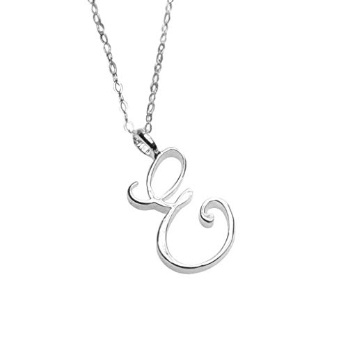 TwoCC Women Girls Necklace Sterling Silver 26 Letter Simple Clavicle Chain Pendant Necklace Lady Necklaces Jewellery Gift for Valentine's Day,Mother's Day,Birthdays,Weddings(E)