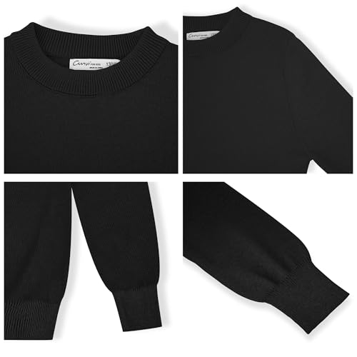 Image of CUNYI Boys Girls Crewneck Sweater Long Sleeve School Uniform Pullover Thermal Wool Solid Knit Top