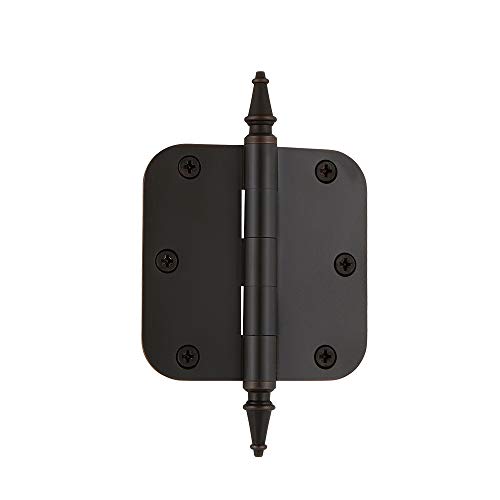 Image of Nostalgic Warehouse 746075 3.5 inch Steeple Tip Residential 5 /8 inch Radius Corners Door Hinge, Timeless Bronze