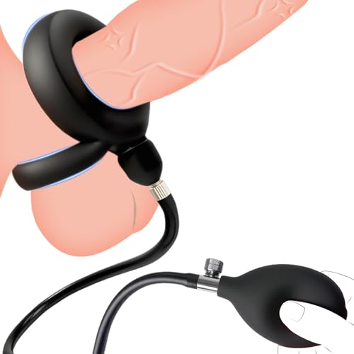 Aufblasbar Penisring mit Pumpe Einstellbar Silikon Hodenringe Hoden Folter Geräte SM Penis Ring Bdsms Toys Männer Sexspielzeug Hodenring Cockring Langwährende Erektion Sex Toys
