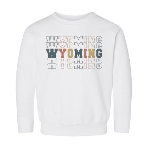 Stacked Wyoming Kids Sweatshirt Toddler 3T White