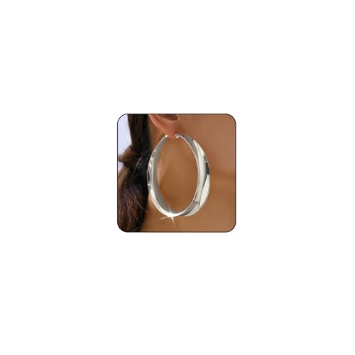 Chunky Gold Earrings for Women Trendy Big Hoop Earrings for Women Gold Statement Earrings Large Gold Hoops Chunky Silver Earrings Bold Thick Chunky Gold Jewelry