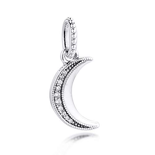 Cooltaste 2020 - Ciondolo a forma di luna crescente in argento 925 con ciondolo fai da te, adatto per braccialetti Pandora originali e alla moda